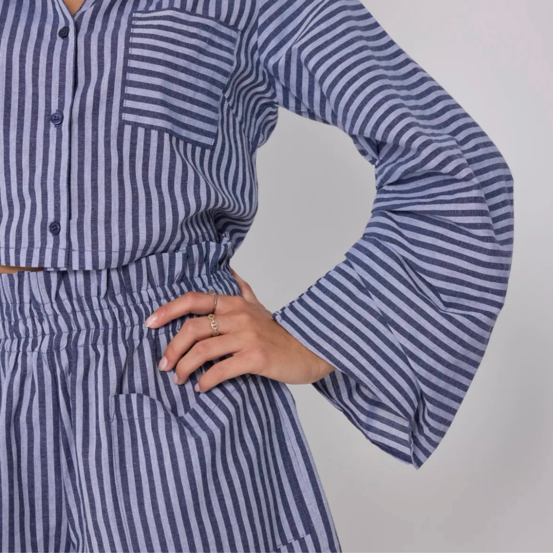 Indigo striped set